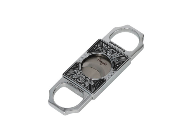 Zigarrenabschneider "Metall" Schwarz/Silberfarben, 2 Klingen