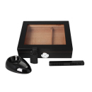 Humidor Set schwarz mit Sichtfenst.,...