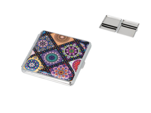 Zigarettenetuis "Floral" lila, für 20 Zig., mit Gummiband