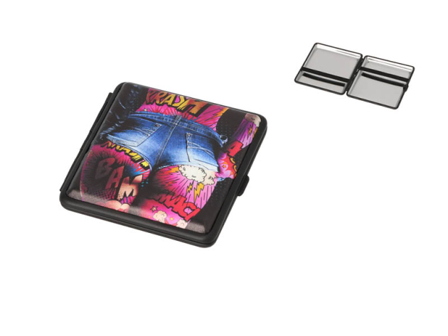 Zigarettenetuis "Frau mit Jeans" für 20 Zig., mit Gummiband