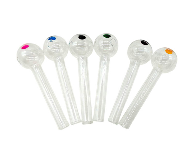 Handpfeife "Transp. Dots", 10cm, sortiert, 90er Dose