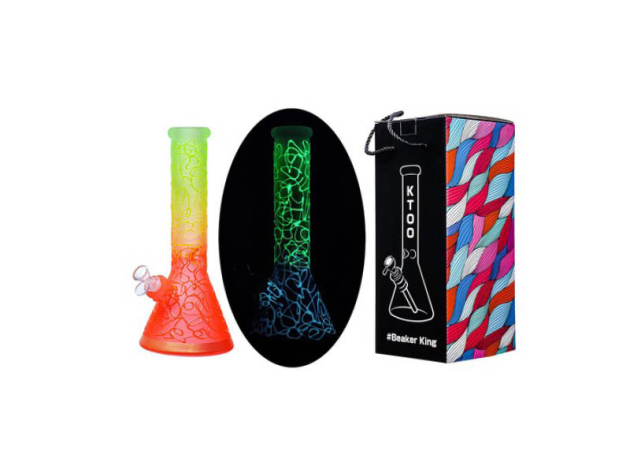 Glasbong "Rainbow" transp; Neon Orange; Höhe 32 cm