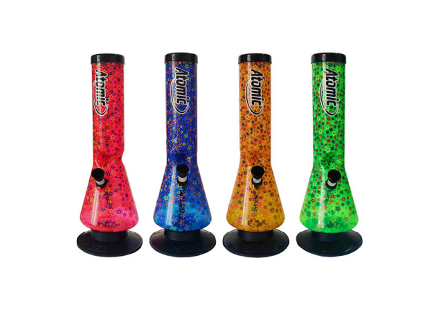 Acrylbong "Flower" mit rubber Stand; Höhe 30 cm, einzeln