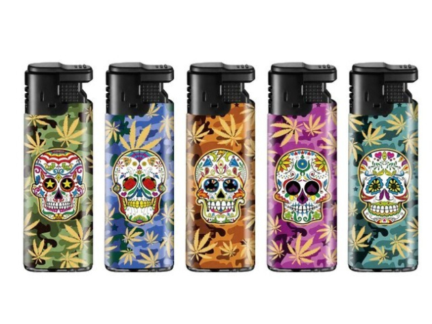 Sturmfeuerzeuge "Skull-Design", Jet-Flame, 5-fach sortiert, 50er Display