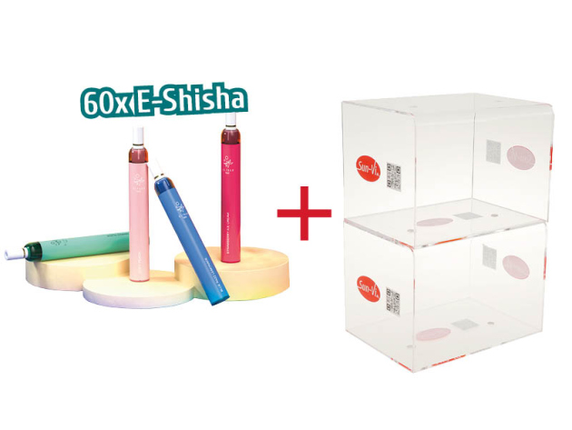 60x ELFBAR T600 - versch. Sorten - 20mg  + Acryldisplay, 2 Teile - mit Magnet - stapelbar