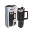 XXL-Thermobecher, schwarz, 1,2 Liter, inkl. Strohhalm,...