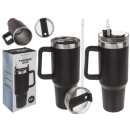 XXL-Thermobecher, schwarz, 1,2 Liter, inkl. Strohhalm,...