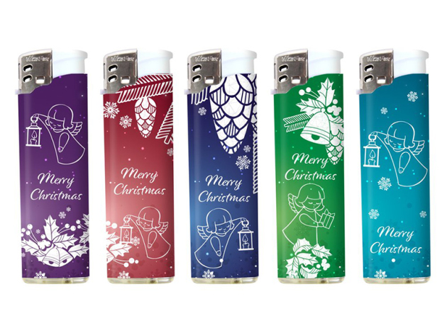 Elektrofeuerzeuge "MERRY CHRISTMASS GLITTER", 50er Display