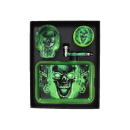 Handpfeifen-Set "green Skull", mit Pfeife, Grinder, Aschenbecher und Tray