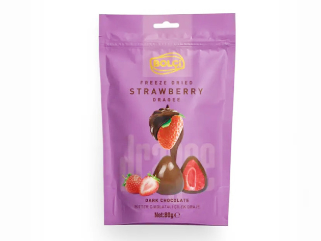Bolci - Dragee Dark Chocolate Freeze Dried Strawberry Covered á 80g; 12er Pack