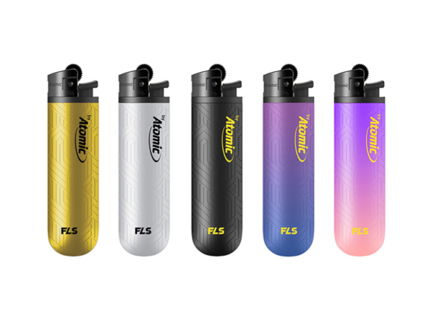 Reibradfeuerzeug "Atomic"; 5-fach sortiert; 25er Display