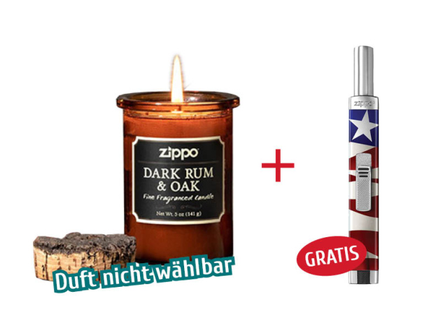 1x ZIPPO Duftkerze im Glas, 3-fach sortiert + 1x Zippo Stabfeuerzeug - USA