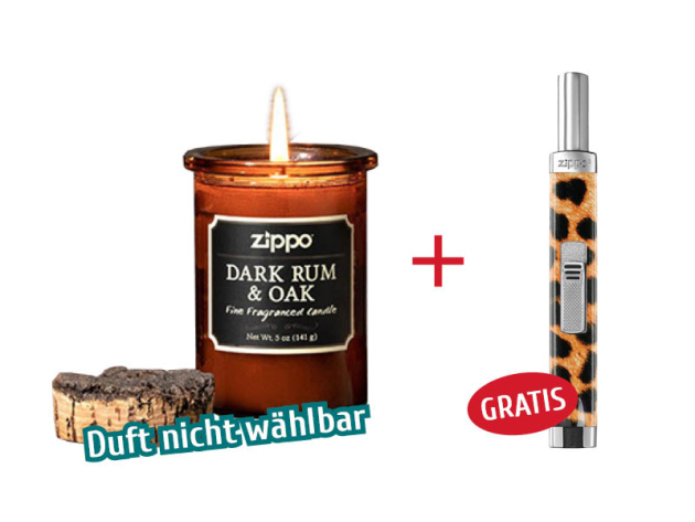 1x ZIPPO Duftkerze im Glas, 3-fach sortiert + 1x Zippo Stabfeuerzeug - Wild