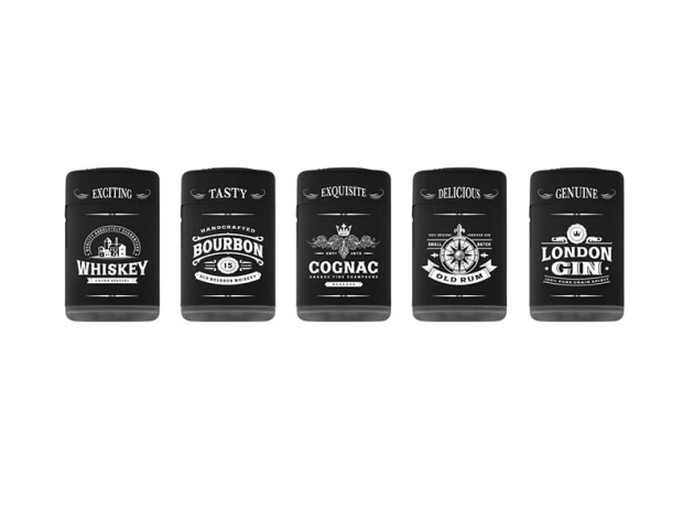 Sturmfeuerzeuge "Drinks", Jet-Flame, 5-fach sortiert, 25er Display