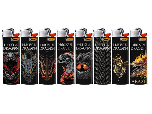 BIC Maxi J26 Reibrad Feuerzeuge "House of the Dragon", 50er Display