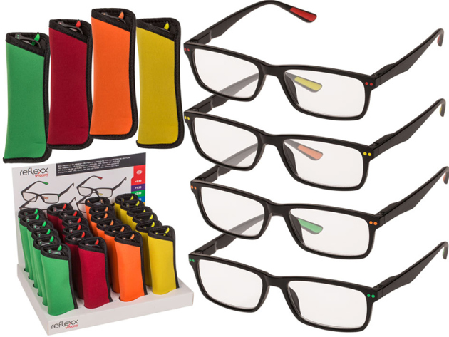 Lesebrillen; Kunststoff; 5 Stärken & 4 Farben; 24er Display