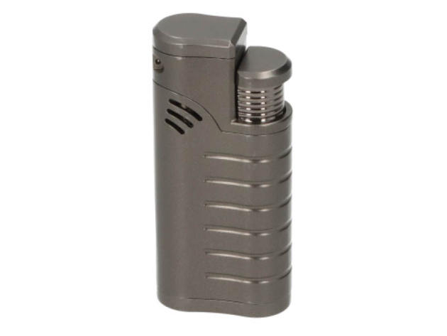 Zigarrenfeuerzeug "anthrazit  Rillen", 3er Jet-Flame, mit Bohrer