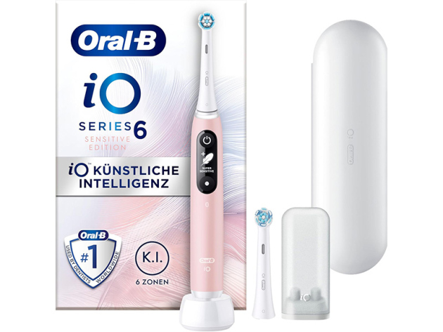 Oral-B iO Series 6 - elektr. Zahnbürste - pink- 5 Putzmodi, Display & Reiseetui: UVP 119,00 Euro
