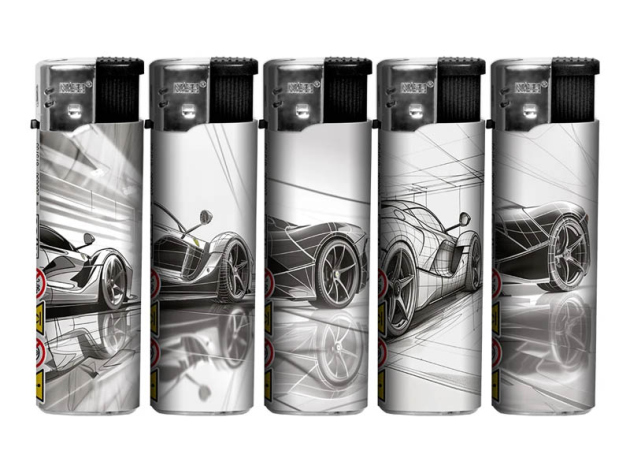 Elektrofeuerzeuge "Car Lover" 5-fach sortiert, 50er Display