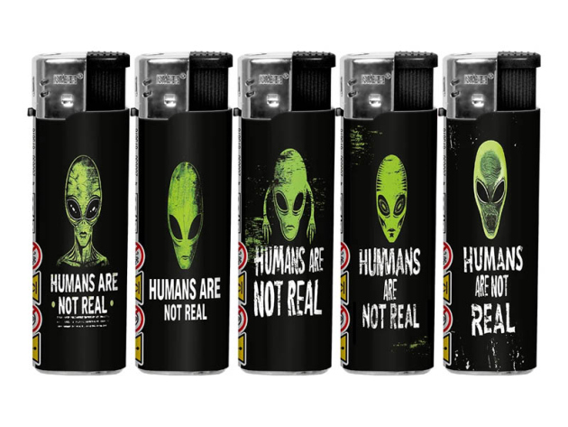 Elektrofeuerzeuge "The Alien" 5-fach sortiert, 50er Display