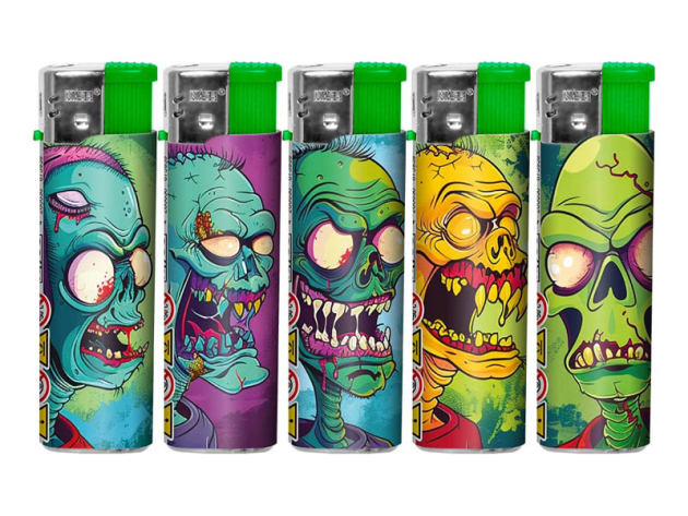 Elektrofeuerzeuge "Wild Zombie" 5-fach sortiert, 50er Display