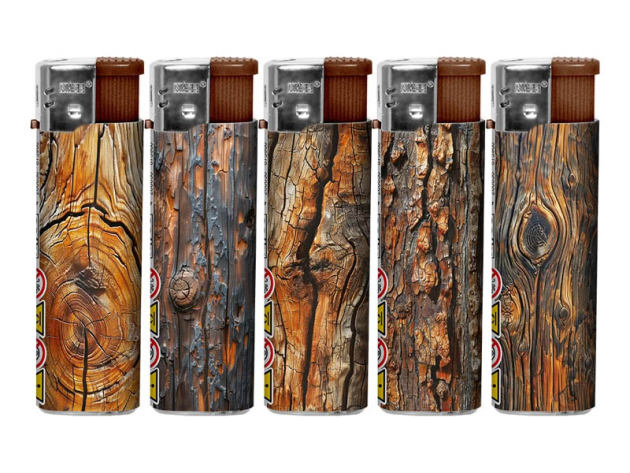 Elektrofeuerzeuge "Wooden Lighter" 5-fach sortiert, 50er Display