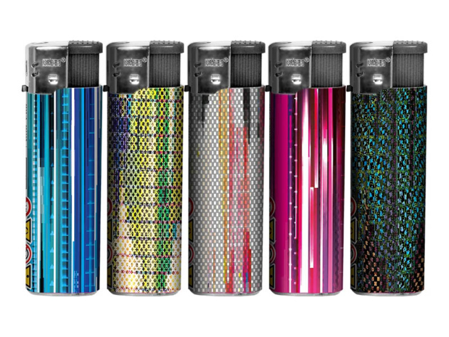 Elektrofeuerzeuge "Psychedelic Pattern" 5-fach sortiert, 50er Display