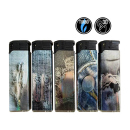 Sturmfeuerzeuge "Blue Jeans", 3D-Alu-Motiv, Turbo-Flame, 5-fach sortiert, 50er Display