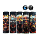 Sturmfeuerzeuge "Fired Skull", 3D-Alu-Motiv, Turbo-Flame, 5-fach sortiert, 50er Display