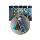 Sturmfeuerzeuge "Metalise", 3D-Alu-Motiv, Turbo-Flame, 5-fach sortiert, 50er Display