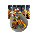 Sturmfeuerzeuge "Golden Dice", 3D-Alu-Motiv, Turbo-Flame, 5-fach sortiert, 50er Display