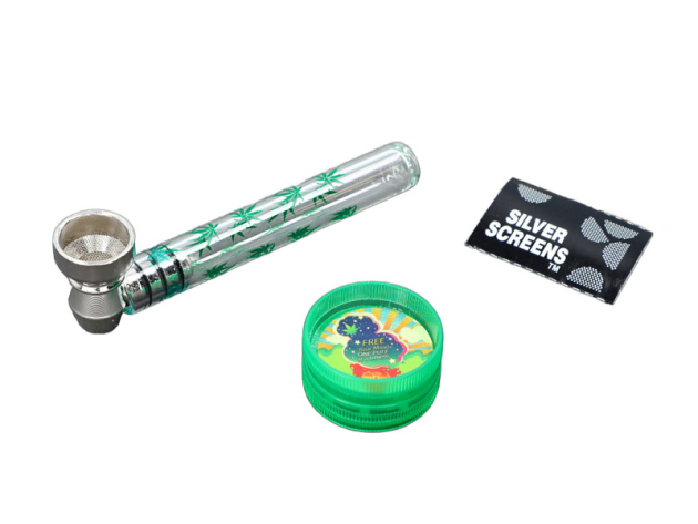 Handpfeifen-Set, mit Pfeife, Grinder und Siebe