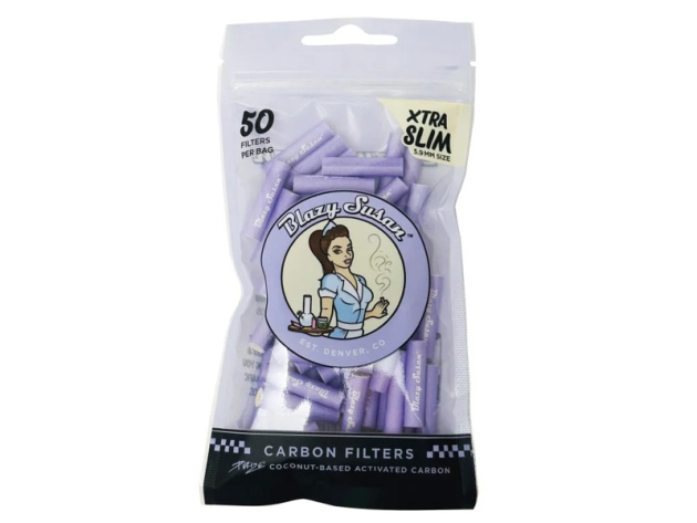 PURIZE Blazy Susan Purple, 50er Pack., Xtra Slim Size Ø 5,9mm, Aktivkohlefilter