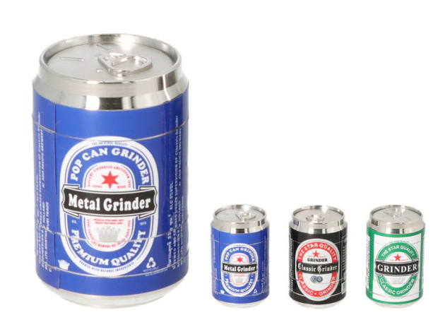 Grinder "Getränkedosen", 4-tlg.; Ø 4cm. 3-fach sortiert, einzeln