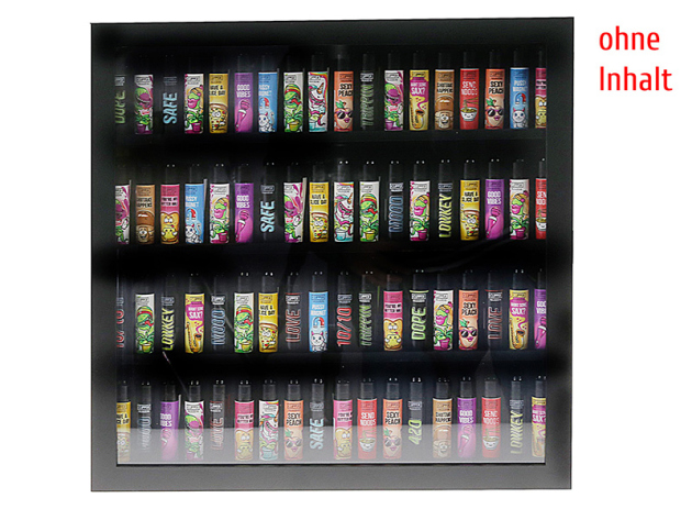 Vitrine für Clipper Feuerzeuge; schwarz; Holz;  leer für 72 Clipper