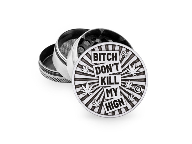 Grinder "Silver Bitch Dont Kill My High" Metal, 4-tlg.: Ø 50 mm
