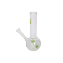 Glasbong Kugel "Hanfblatt grün" transp., Glaschill. Höhe 23cm, Schliff 14