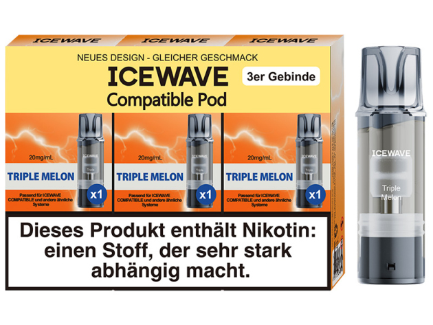 ICEWAVE 3 in 1 Pod - Triple Melon (3 Melonen) - 20mg - 3er Set