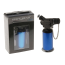 Sturmfeuerzeug "Metall" blau, Butane Torch Flamme; 6er Display