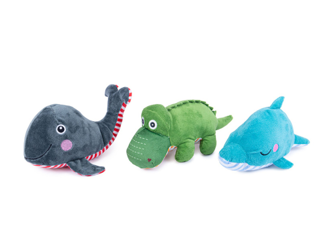 Plüsch Seetiere mit Streifenmuster, 17/22cm, 3-fach sortiert, einzeln