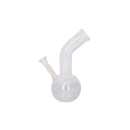 Glasbong Kugel "Hanfblatt weiß" transp., Glaschill. Höhe 23cm, Schliff 14