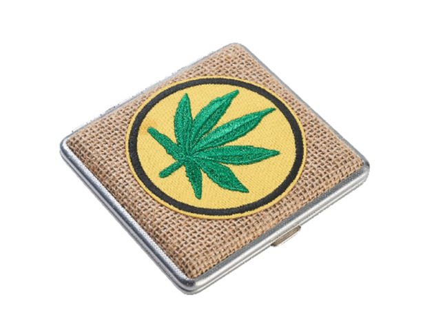 Zigarettenetui "Jute/Hanfblatt"; für 20 Zig., mit Spange