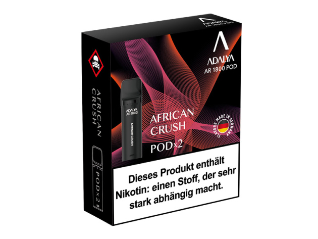 Adalya Alpha Pod - African Crush (Blaubeere, Kiwi, Pfirsich, Mango, Traube, Minze, Kaktus) - 20mg - 2er Set