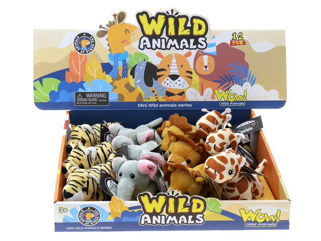 Plüsch Wild Animals; 4- fach sortiert, 12er Display