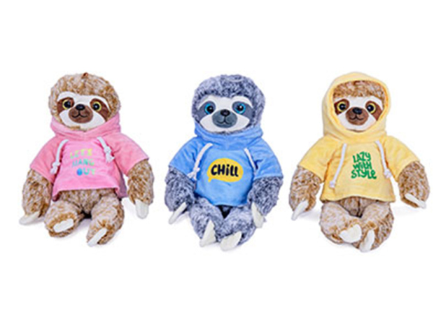 Plüsch Faultier mit Hoodie; 3-fach sortiert, einzeln