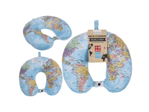 Nackenkissen mit Micropellet-Füllung World Map