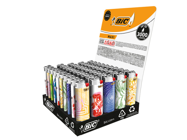 BIC Maxi J26 "Painting" Reibrad Feuerzeuge, 50er Display
