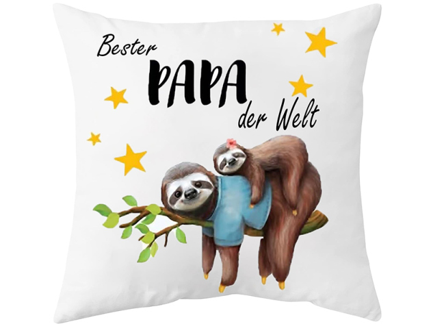 Kissenbezug "Bester Papa der Welt": 45 x 45 cm; Faultier; UVP: 9,99 Euro