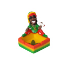 Aschenbecher "Polyresin Rasta"; 4-fach sortiert; Ø 9 cm; Höhe 9 cm; 4er Set