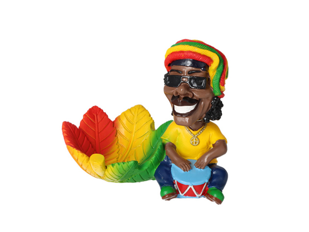Aschenbecher "Polyresin Rasta Wackelkopf"; 9 x 14 cm; Höhe 11 cm
